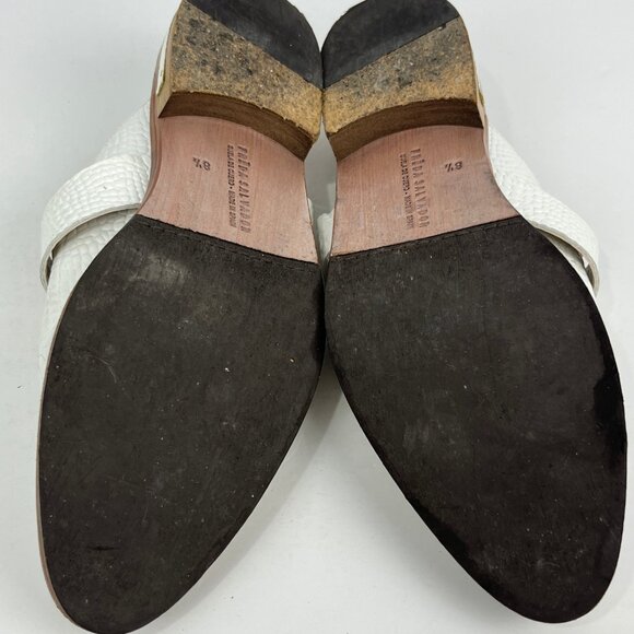 Freda Salvador Mules Slippers Size 8.5 White Leather Pointed Toe Block Heel 1in - Picture 6 of 6